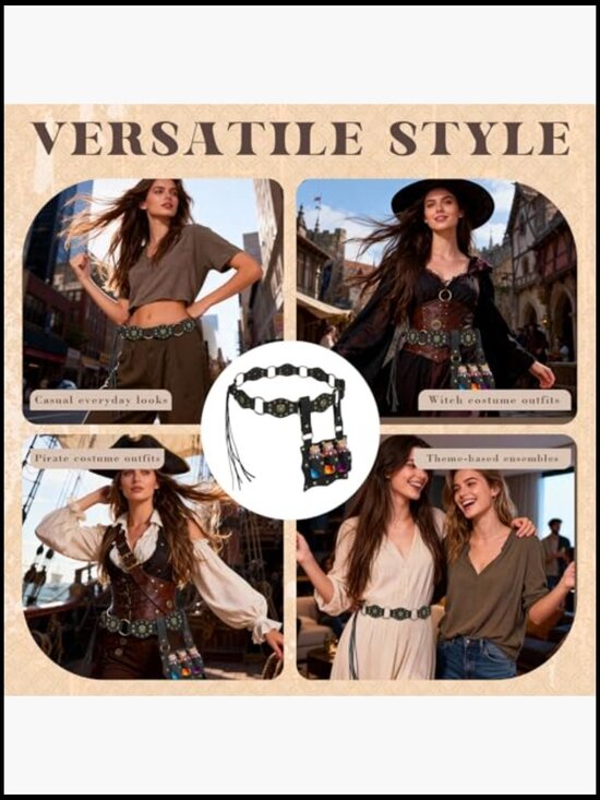 Medieval Renaissance Belt Set with Potion Bottle, LARP Cosplay Accessories,